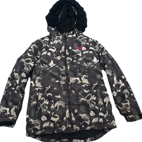 Under Armour Other - Under Armour Storm Kids Floral Camo Black and Gray Heavy Weight Jacket Size YLG